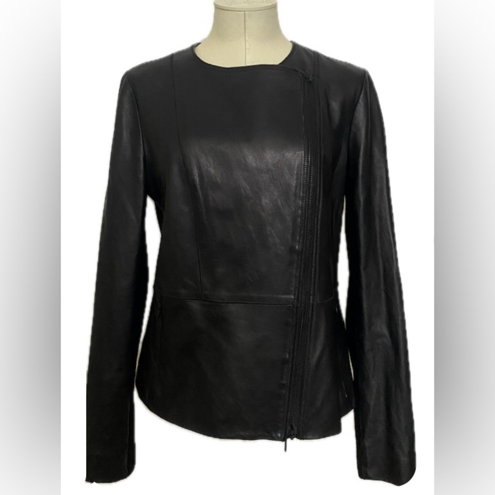Elie Tahari lamb leather black jacket size M